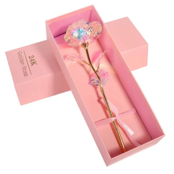 24 Karat Gullbelagt Diamantrose 24k Rose i Gaveeske gull