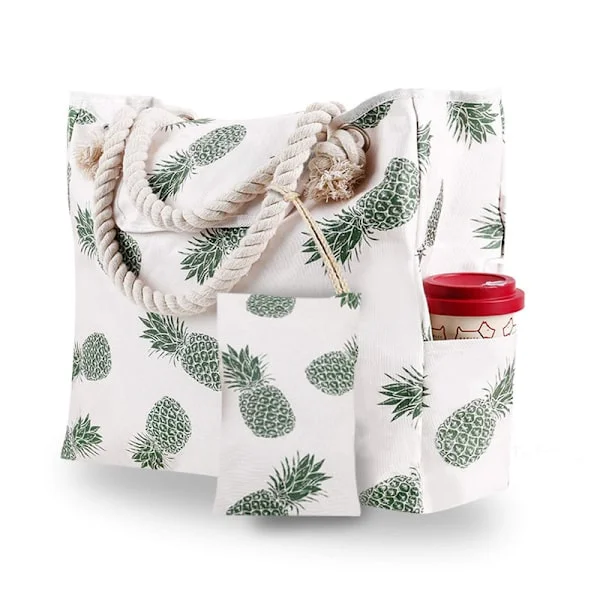 Dam stor strandväska med liten väska, vattentät strandväska / strandväska, multifunktionell axelväska för shopping, picknickväska, 42x15x42 cm