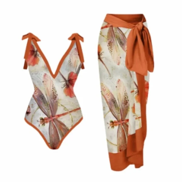 2026 Kvinnor Baddräkt Bikini Baddräkt Topp Klänning Set Blomstermönster Dam Baddräkt Tvådelad Kostym Mode Dam Baddräkter