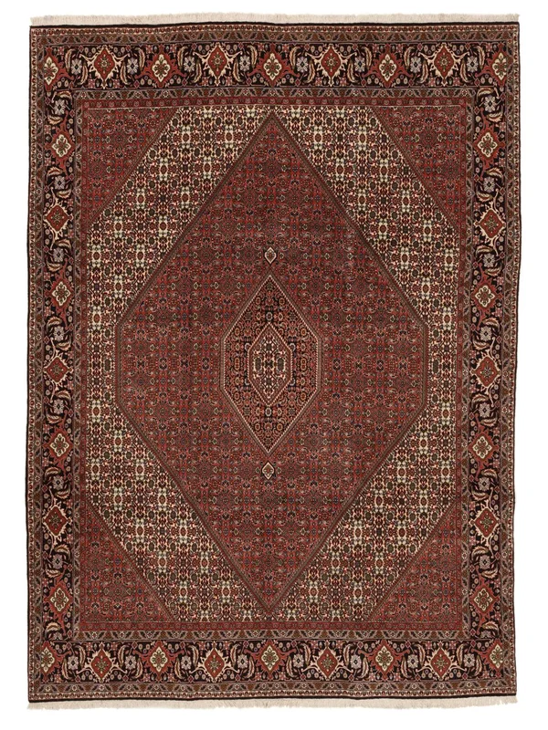 Hand Knotted Bidjar With Silk Rug 244X340 Oriental Wool Black/Dark Red Large