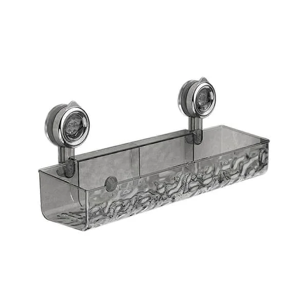 Drill-Free, Light Luxury Style Glacier Pattern Suction Cup Shelf, Bathroom Shower Organizer Grey Long