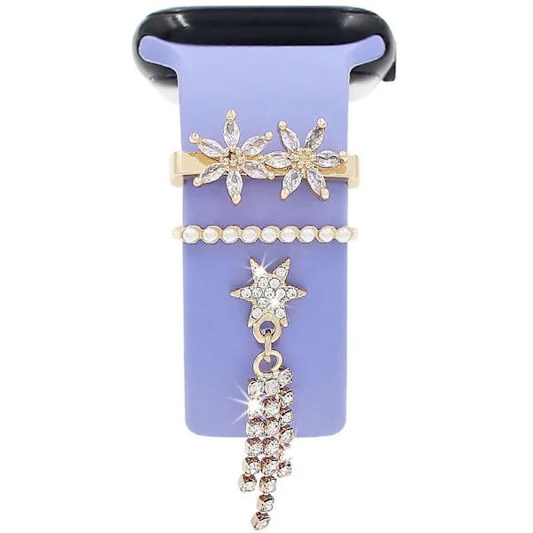 Urrem Charms Sæt, Chic Elegante Sten Diamant Armbånd Tilbehør (Ingen Rem)-Blå Sten-Guld[TT]