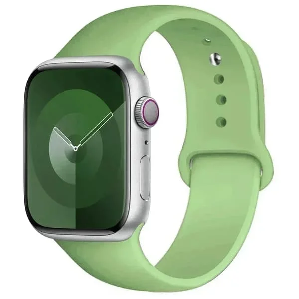 Original Silikonarmband kompatibelt med Apple Watch Band 44mm 38-40 42-46 41-45 46MM 49 mm Armband iwatch Serie 10 9 7 4 5 6 8 SE Ultra 2 3 Off Mint