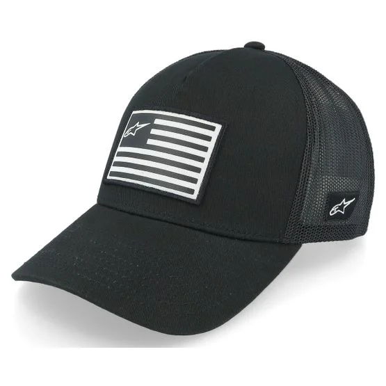 Alpinestars - Flag Hat Black/Black Trucker Trucker Black Cap - @ Hatstore