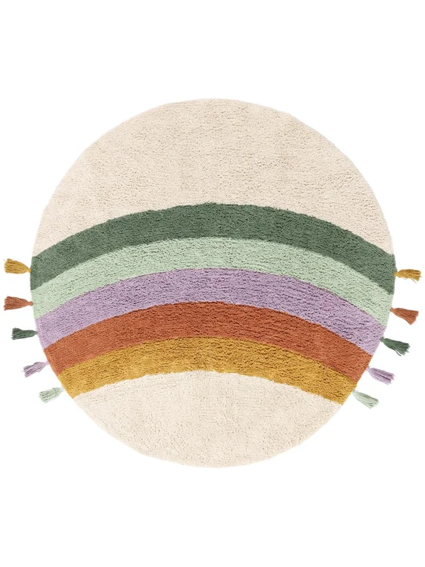 Kitchen Rug Rainbow Ø 100 Cotton Off White/Multicolor