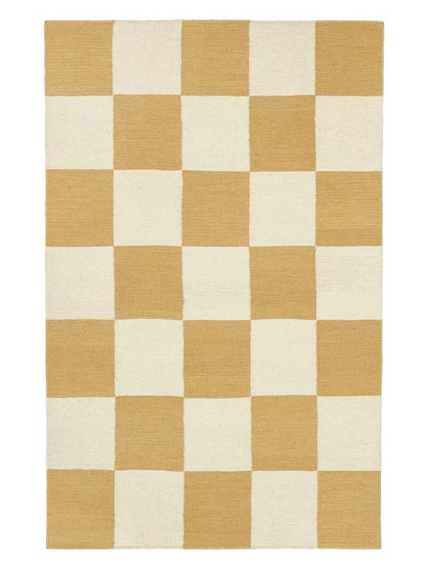 Rutig Liten Classic Chess Matta - Gul 140X200 Skandinavisk Stil