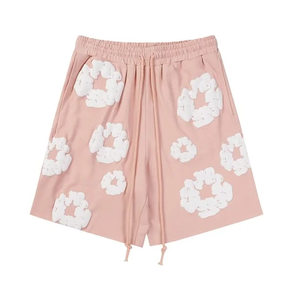Denim Tears Herre Dame Street Style Hip Hop Casual Shorts Rosa Pink