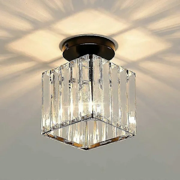 Mini Kristall Taklampa, Modern Kristallkrona, LED Taklampa för Hall, Entré, Restaurang, Bar, E27 (svart) [energiklass F]