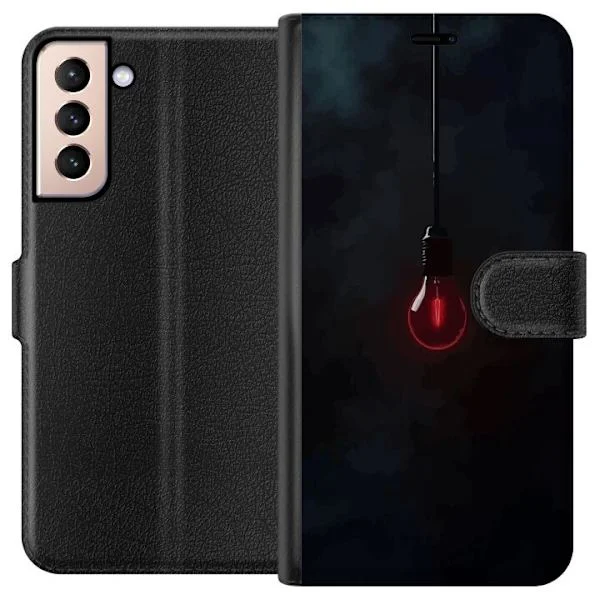 Yhteensopiva Lompakkokotelo Samsung Galaxy S21 Tummanpunainen lamppu mustalla taustalla minimalistinen moderni taide-inspiroima muotoilu tyylikkäällä