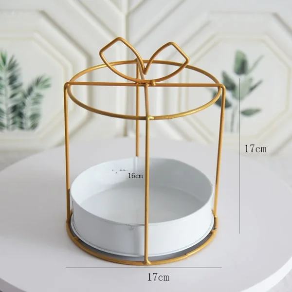 1-pack Round Cake Box, Portable Iron Flower Basket, Metal Flower Basket, Iron Flower Basket, Outdoor Table Decoration, Flower Decoration, Metal Wreath