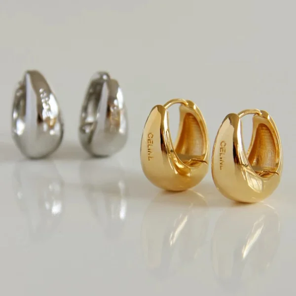 Massiva 925 Sterling Silver Vattendroppe Creolörhängen för Kvinnor Tonåringar Tåardrop Creolörhängen Guld Chunky Creolörhängen Halv Creol
