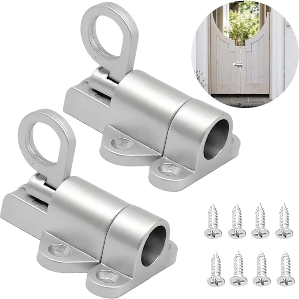 2 st automatiska fjäderlås i aluminiumlegering, skjutdörrslås, dörrbeslag och lås, automatiskt fjäderdörrlås, köksskåp (silver)