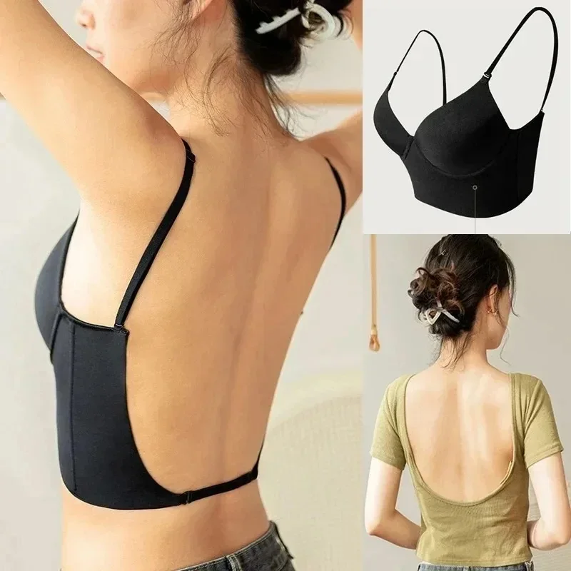 AliExpress - 2024 Frauen nahtlosen rücken freien BH unsichtbar Push-up-BH sexy U-förmigen Rücken Dessous tief u Tauchen Büstenhalter Open Back 