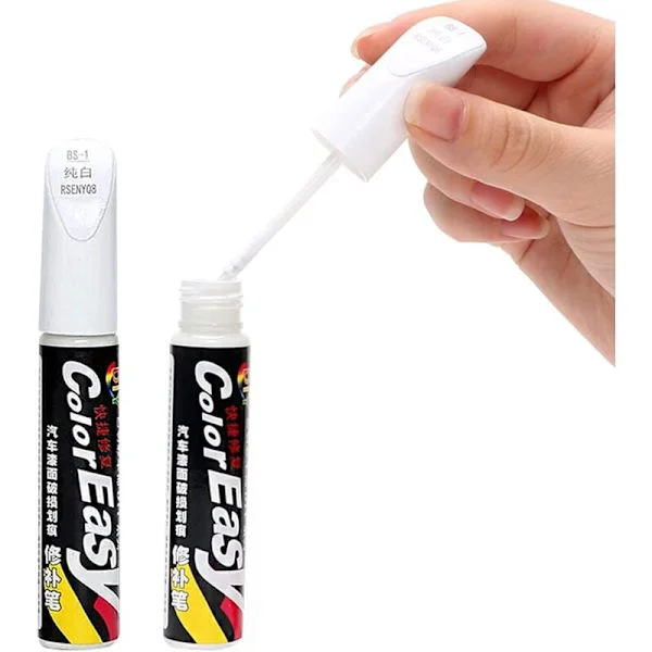 Lakstift, Reparationspen til bilmaling, Anti-ridse til bil, motorcykel, cykelkarosseri, 2 styk (Hvid)