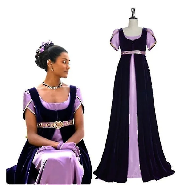 Bridgerton Kjole, Regency Kjole, Vintage Lilla Balkjole, Jane Austen Satin Kjole
