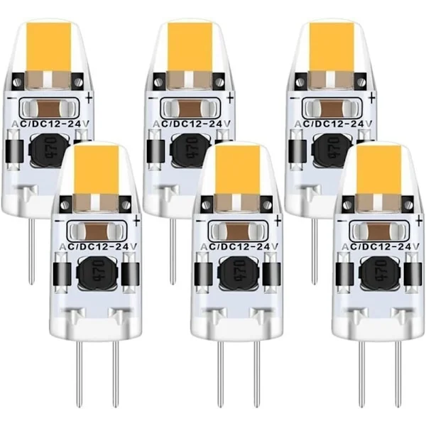 G4 LED Pære 2W, 6-pak 12V G4 Pære Varm Hvid 3000K, G4 LED Pære Svarende til 15W G4 Halogenpære, 200LM LED Halogenpære Strålevinkel Flimmerfri