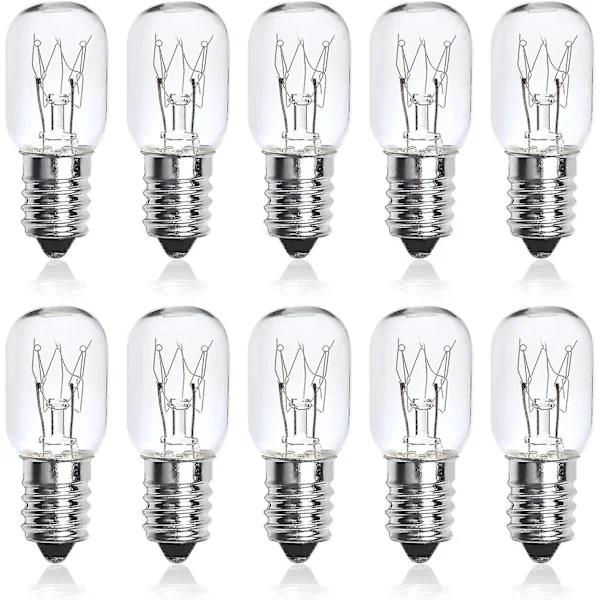 10-pack 25W SES E14 Small Edison Screw Pygmy Bulb Light Bulbs, Dimmable T22 Clear Incandescent Oven Lamp Himalayan Salt Lamp Bulb