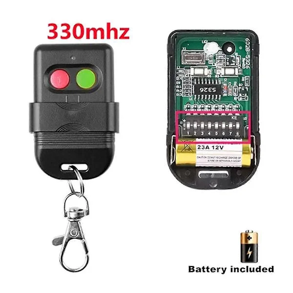 8 Dip Switch 330Mhz Smart Kopier Fjernkontroll Fast Kode 2 CH Duplikator for Port Garasjeportåpner
