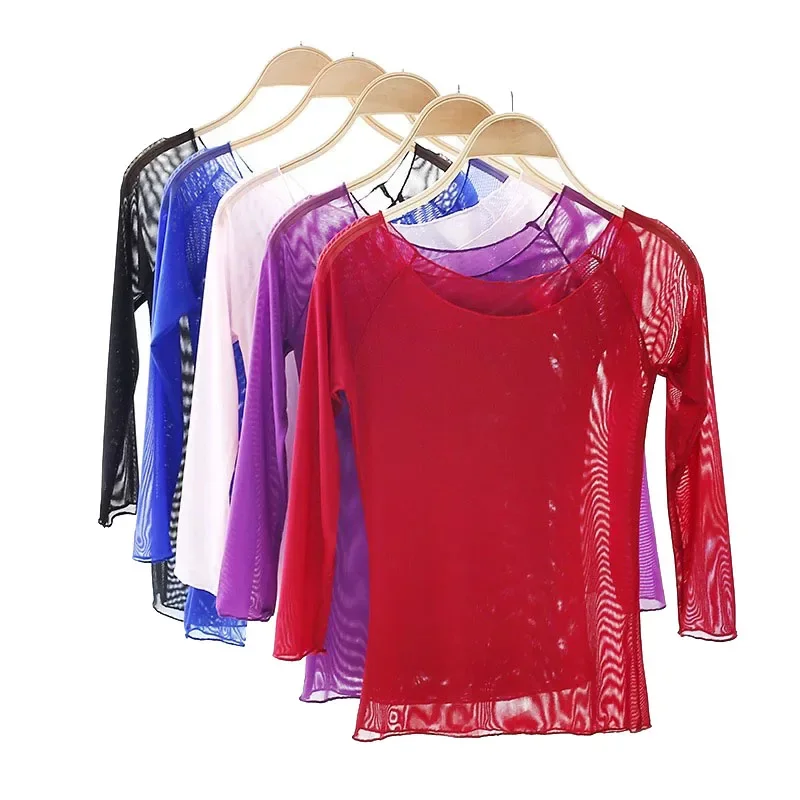 AliExpress - Ballettbluse Damen 3/4-Ärmel Mesh Top Ballett Tanzen Kittelbluse Erwachsene Gymnastik Sheer Stretch Mesh Layering Top