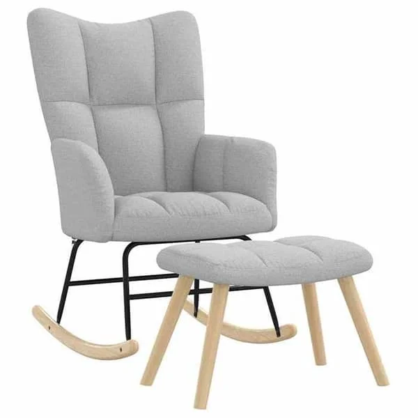 vidaXL Gungstol med fotstöd grått, tyg, stol, avslappningsstol, relaxfåtölj, salongsstol, 4016799