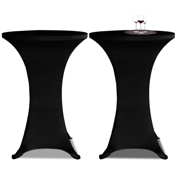 vidaXL Duk till ståbord Ø80 Stretch Svart 2-pack