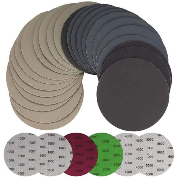 30 stk 125 mm våt- og tørrslipepapir, runde slipepapir, eksenterslipepapir, slipepapir for metalltre - 1000/1500/2000/3000/4000/5000 korn