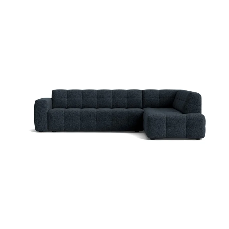 Paris Ecksofa, rechts, Modesto Dunkelblau, modernes Design mit Steppung, komfortables Polstersofa, hochwertige Verarbeitung, Höhe 77cm