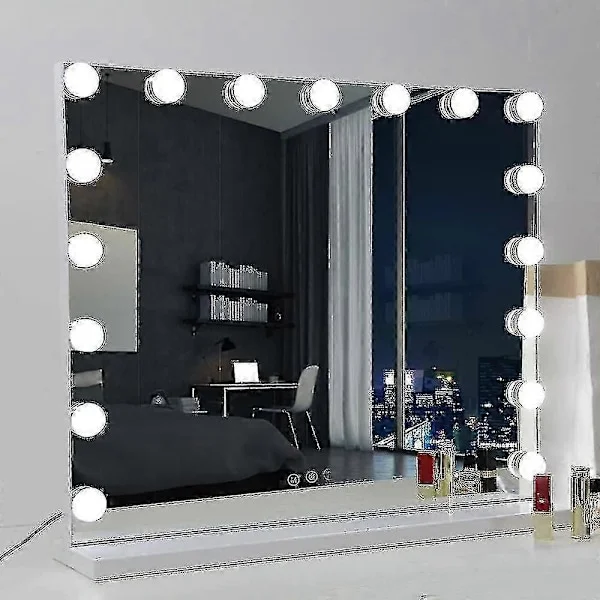 [Speil ikke inkludert] 70 x 55 cm Hollywood Vanity Mirror 14 dimbare LED-pærer, USB-lading kun pærer-yezi-NY CN