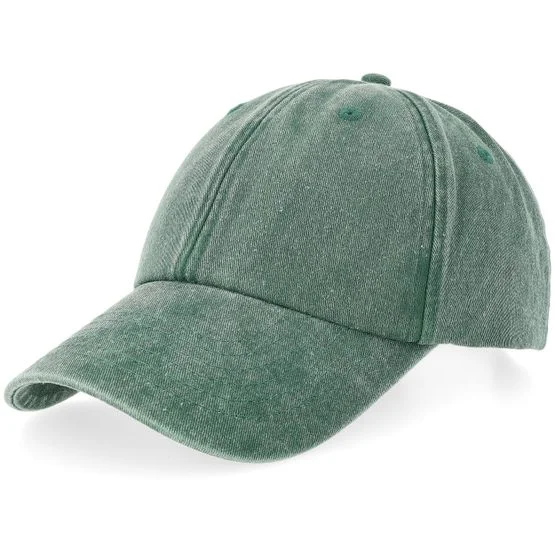 Beechfield - Verde unconstructed Gorra - Vintage Washed Bottle Green Dad Cap @ Hatstore