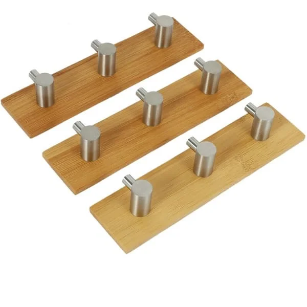 Natural Self-Adhesive Stainless Steel Hook Wall Clothes Bag Headphone Key Holder Kitchen Bathroom Door Towel Rack Anti-Rust ()