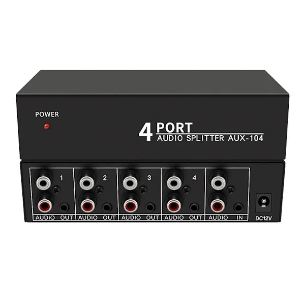 Audio Splitter 1 Inn 4 Ut RCA L/R Aux Stereo Audio Splitter 1x4 Audio Distributør For PC DVD Høyttalere