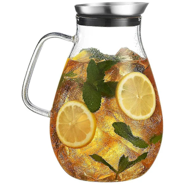 2500 ml glaskande med låg, smuk letvægts drikkekaraffel med håndtag perfekt til kolde dage-FY-
