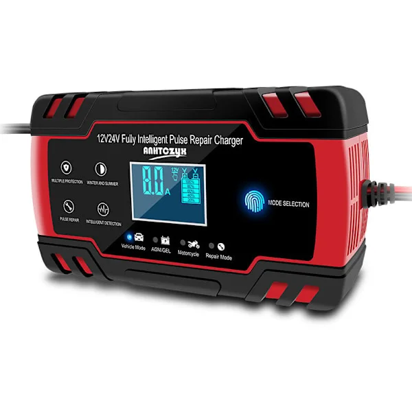 Billadere, starthjelp og startkabler, 8A billadere, 24V og 12V billadere, vedlikeholdsladere for bilbatterier -