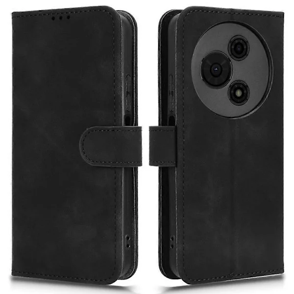 Læderetui til TCL 605 4G Læderlook Anti-drop Wallet Flip Telefon Etui Sort[BT]