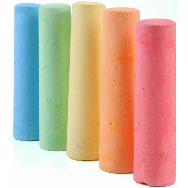 5 Store Krittstaver 10,5 cm 4 Lyse Vaskbare Fortau-, Tavle-, Skifertavle-Kritt Fargerike Kritt Perfekt for Utendørs Veggmalerier, Spill