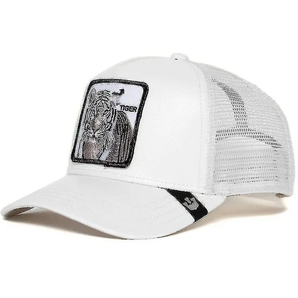 Vuxen Black Panther Mesh Cap Sommar Baseball Cap Trucker Keps-WELLNGS Tiger - Vit