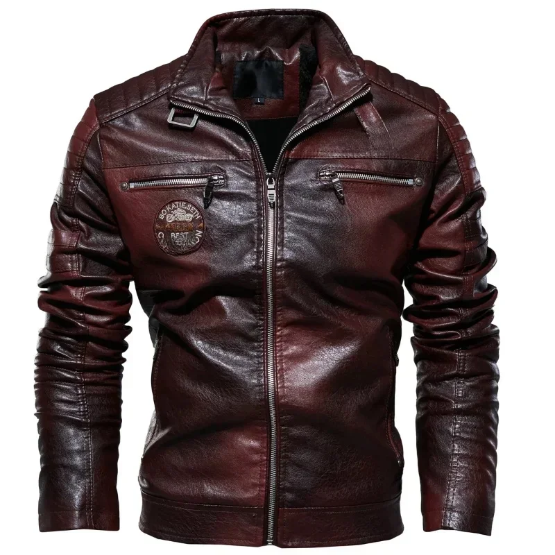 AliExpress - Herren Lederjacke Herren Winter Fleece Herren Stehkragen Biker Casual Winddicht Slim Fit Jacke Fleece Lederjacke