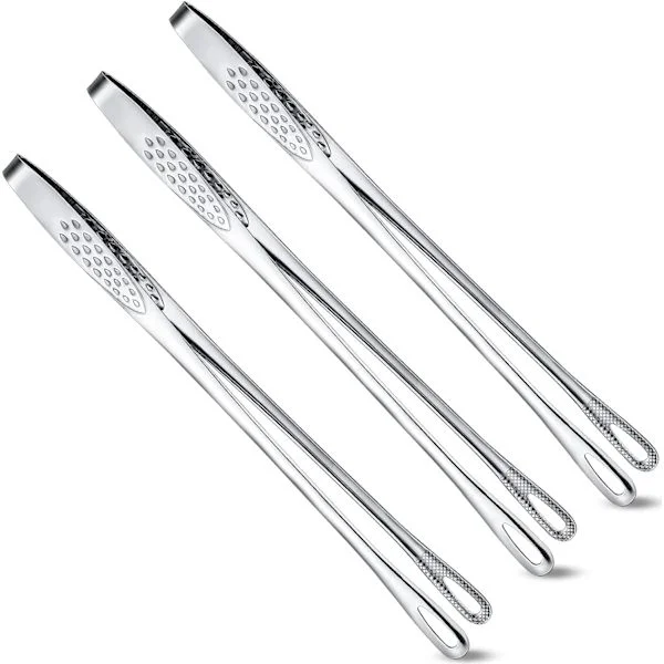 3 st rostfria grilltänger köksmatstänger pincett matlagningstång verktyg för sallad, fisk, biff, grill, buffé, grill (9,4 tum)