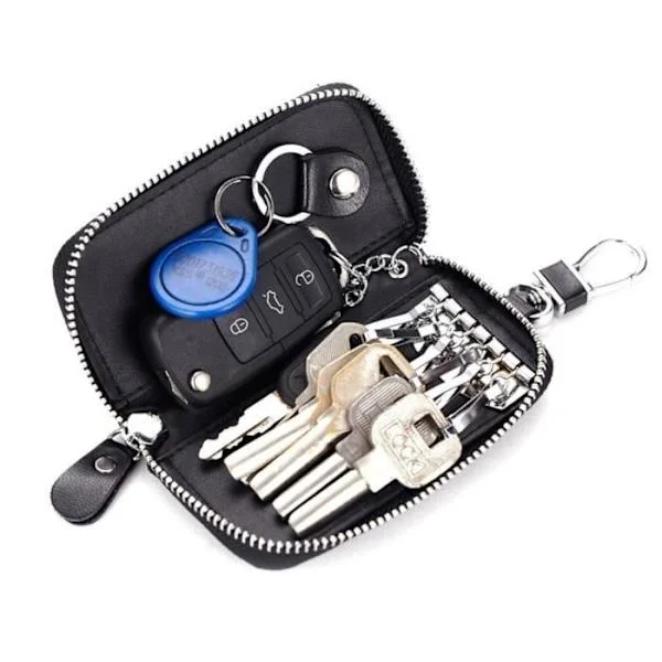 Classic Leather Key Cases, Key Wallet for Men and Women, Black