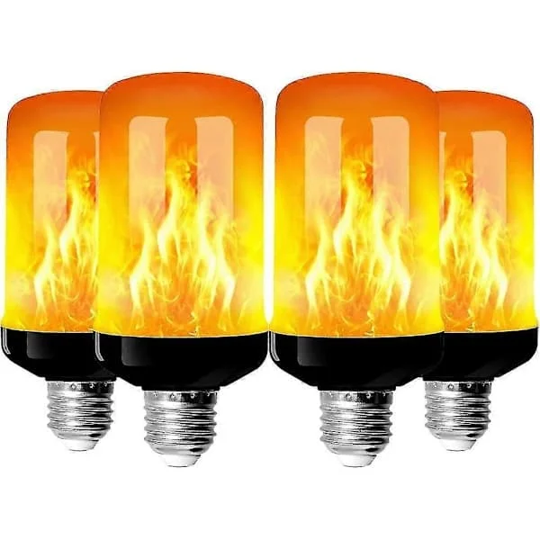 4-pakning E27 Flammeeffekt Lyspærer 4W Base LED Flammeeffekt Lyspærer 4 Lysmoduser Dekorative Innendørslys for Hjem Hage Fest