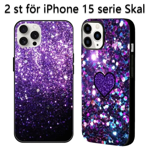 2 st Bling iPhone 15 Skal, Anti-Damm iPhone 15 Fodral Glitter för iPhone 15 Plus Pro Max