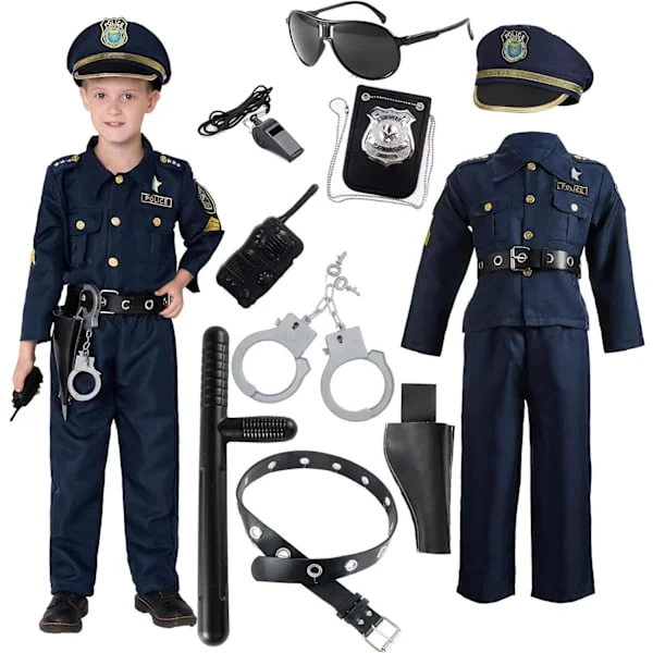 Halloween politi kostyme sett for barn rollelek utkledning kostymefest cosplay politiklær