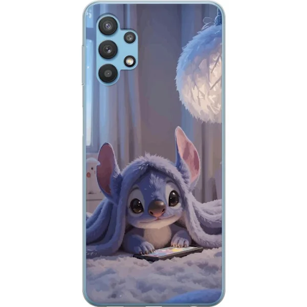 Kompatibelt Mobildeksel til Samsung Galaxy A32 5G Stitch under teppe kveldslys koselig blå design med varme lekenhet og drømmende følelse