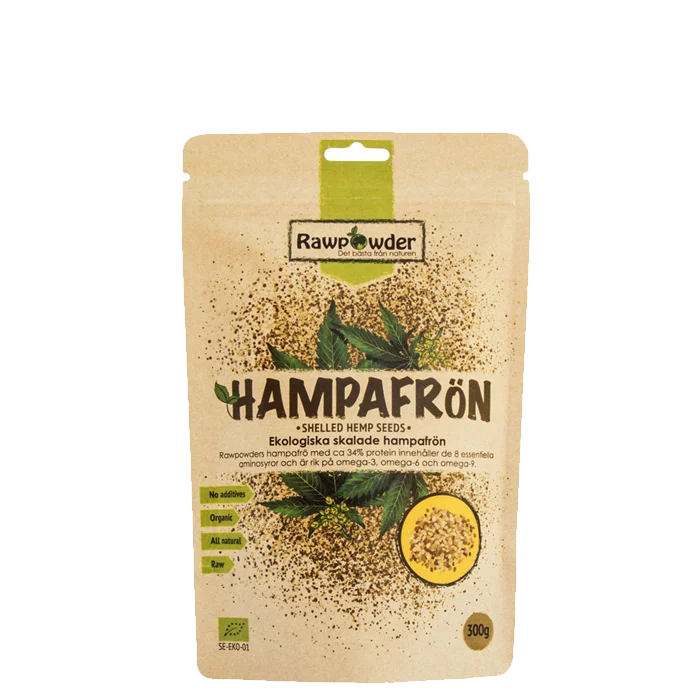 Rawpowder Ekologiska Skalade Hampafrön 300 g