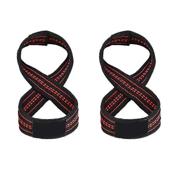 2 pcs Figure 8 Weightlifting Straps Hard Pull Wrist Straps Pull Up Wrist Support Gym - M