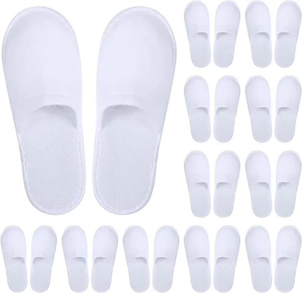 12-parspakke - Gjestetøfler - Reisetøfler - Sklisikre - One Size Fits All - Hvit