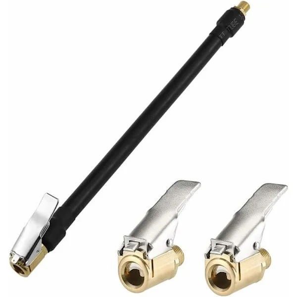 Dekkfyller slange 20cm Svart Fleksibel Luftfyller Dekk Luftslange med 2 Fyllerpumpe Slange Adapter for Å Pumpe Opp Bil Dekk