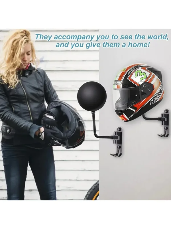 AliExpress - Support mural pour casque de moto, 180 ° Support de casque rotatif avec crochets pour vélo, support de présentation pour casque de 