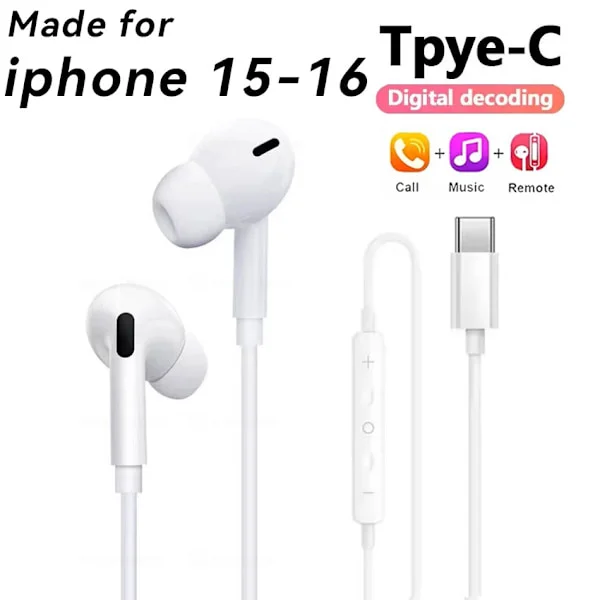 Originala trådbundna hörlurar för Apple Lightning iPhone 15 16 14 13 12 11 Pro Max Mini X XS XR X 7 8 6 Plus SE Hörlurstillbehör