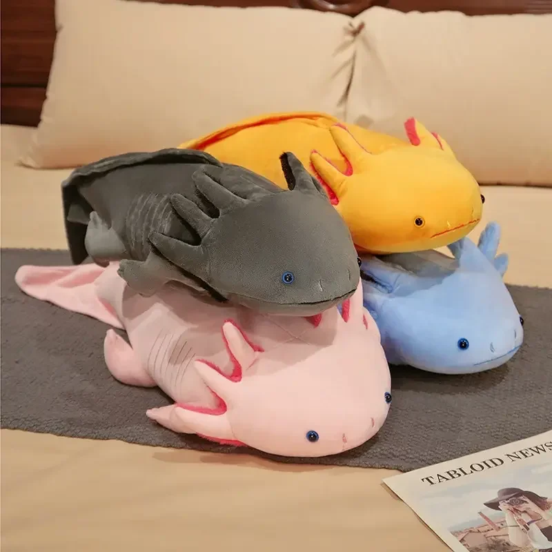 AliExpress - Newt en peluche coloré Kawaii pour enfants, mignon, Axolotl, salamandre, peluche floue, poisson Security asing, long oreiller, coussin, 